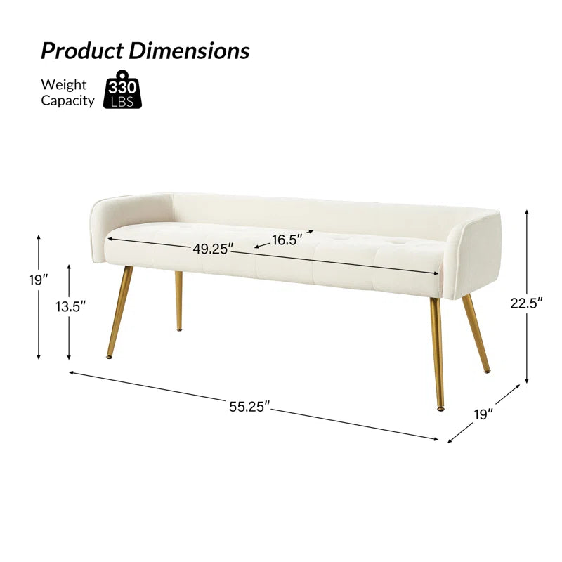 Mala Upholstered Bench with Metal Leg