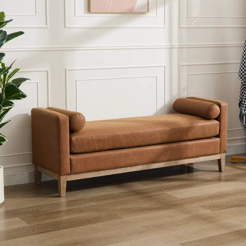 Brown Upholstered Bench