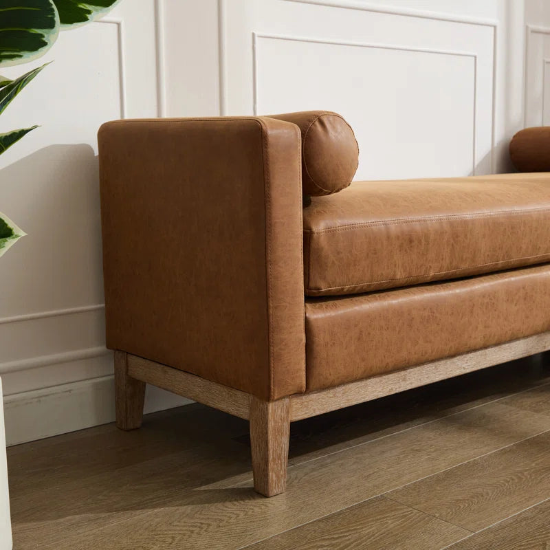 Brown Upholstered Bench