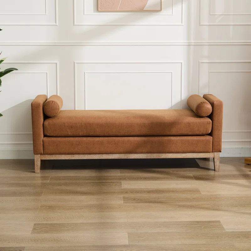 Brown Upholstered Bench