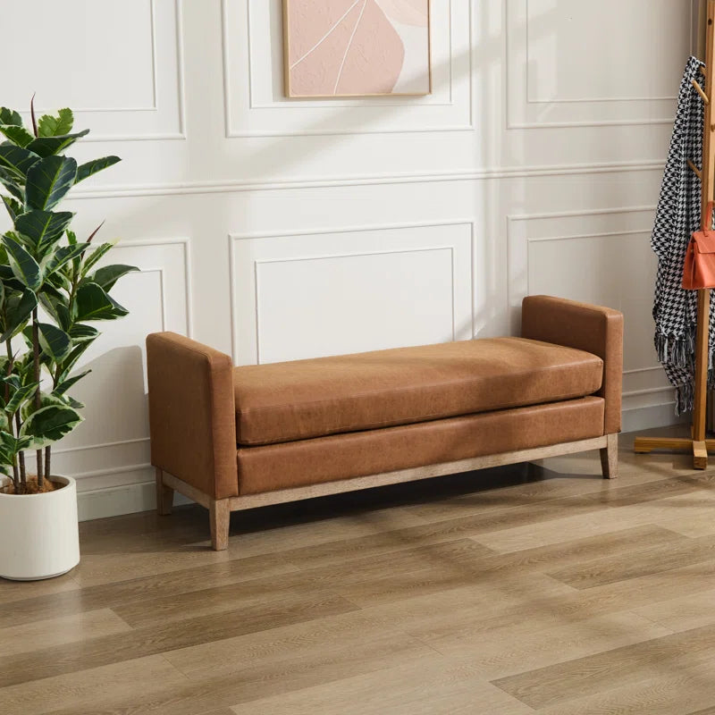 Brown Upholstered Bench
