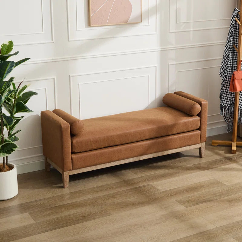 Brown Upholstered Bench