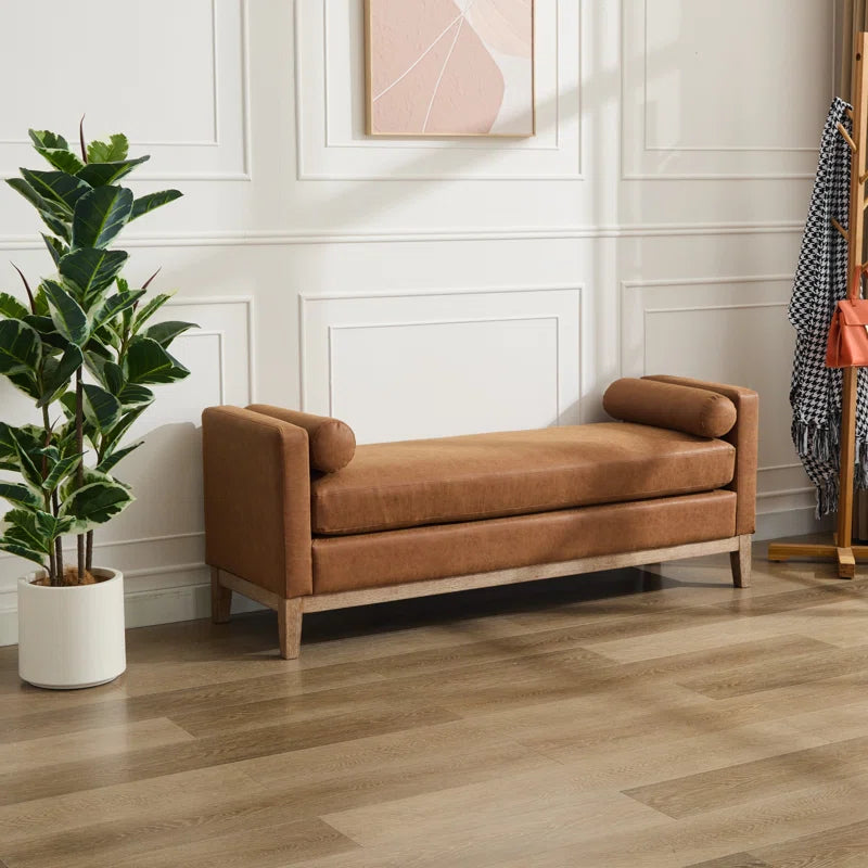 Brown Upholstered Bench
