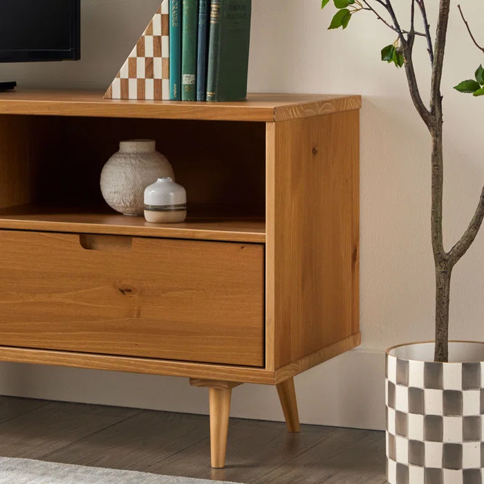 Solid Teak Wood 3-Drawer TV Stand