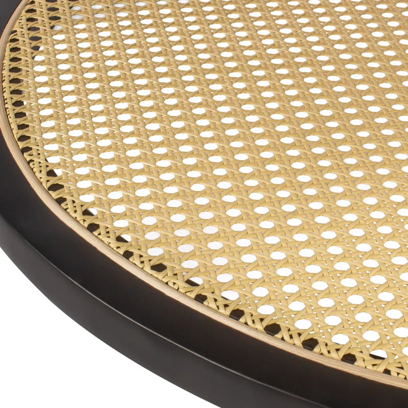 Retro Rattan & Wood Round Coffee Table
