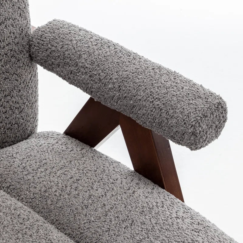 Upholstered Chandigarh Armchair with Teak Wood Legs