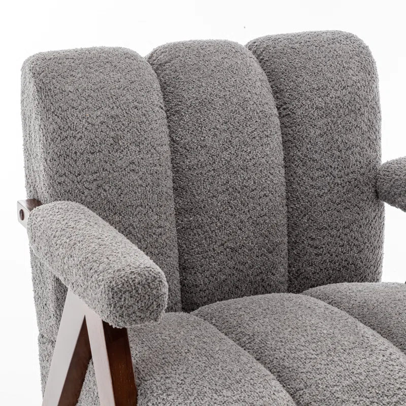 Upholstered Chandigarh Armchair with Teak Wood Legs