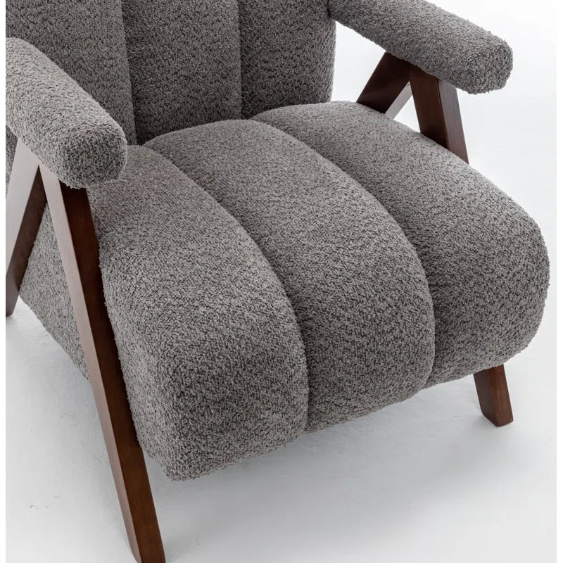 Upholstered Chandigarh Armchair with Teak Wood Legs