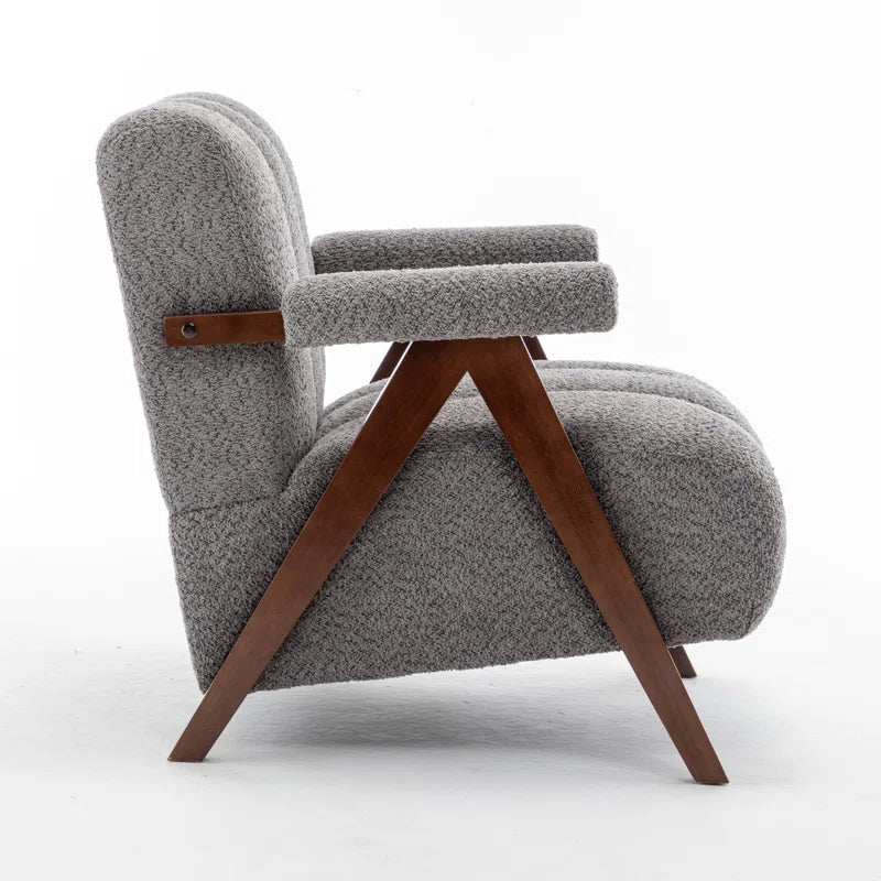 Upholstered Chandigarh Armchair with Teak Wood Legs