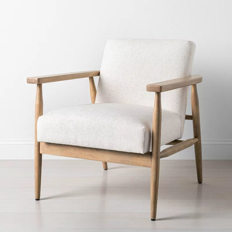 Kanha Upholstered Natural Wood Accent Chair