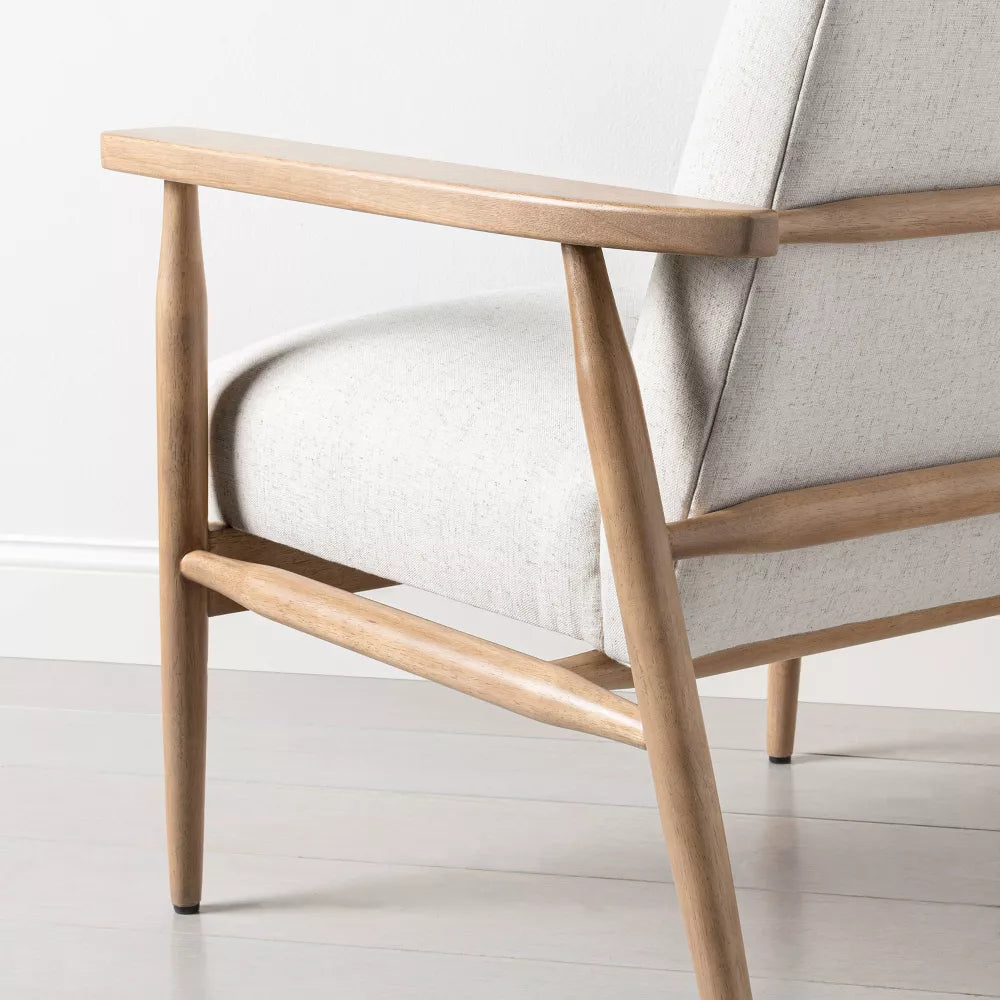 Kanha Upholstered Natural Wood Accent Chair