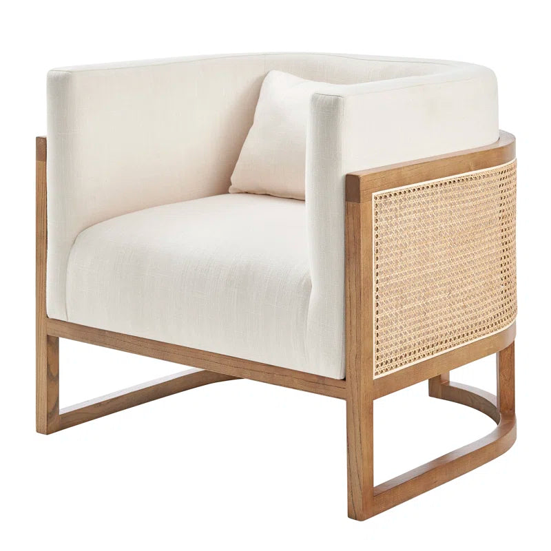 Oak Upholstered Barrel Chair