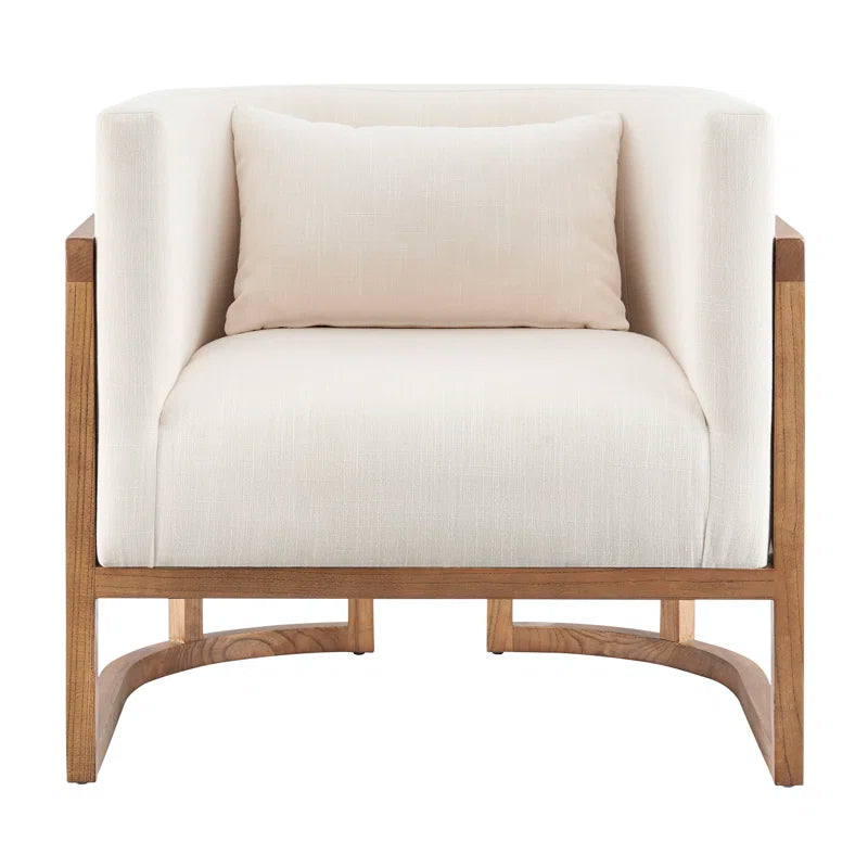 Oak Upholstered Barrel Chair