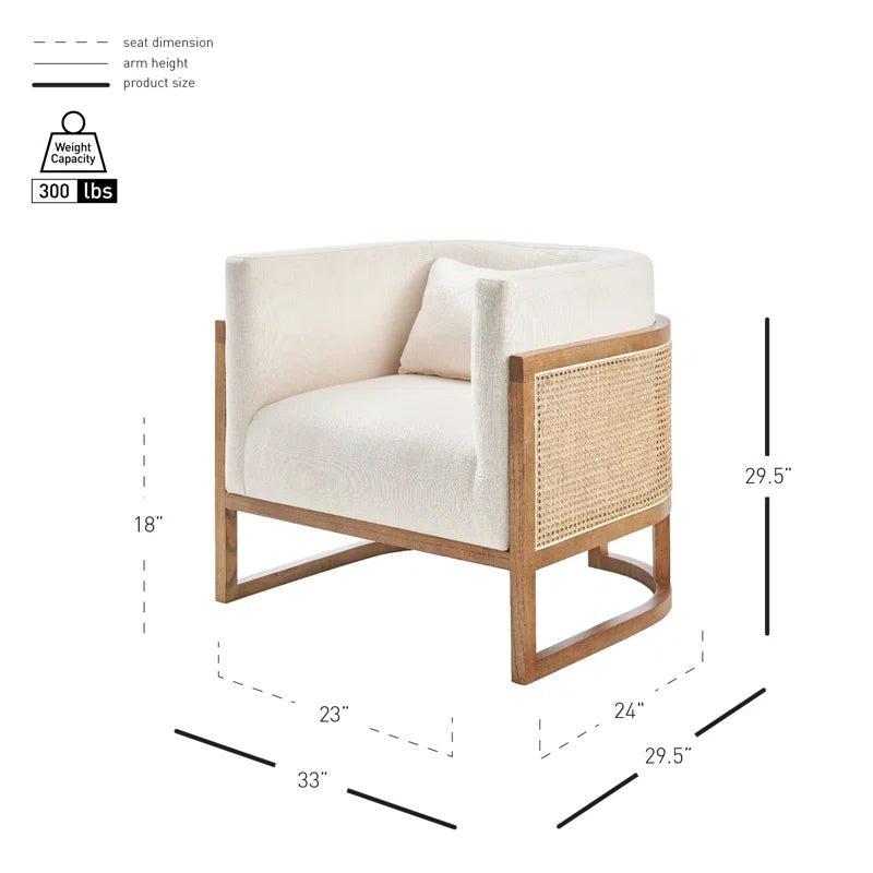 Oak Upholstered Barrel Chair