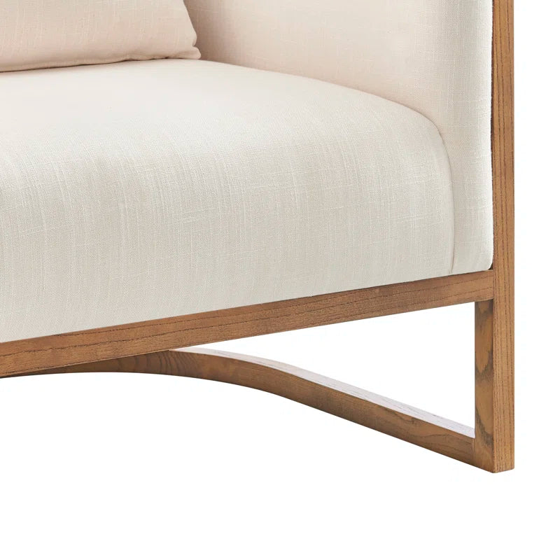 Oak Upholstered Barrel Chair