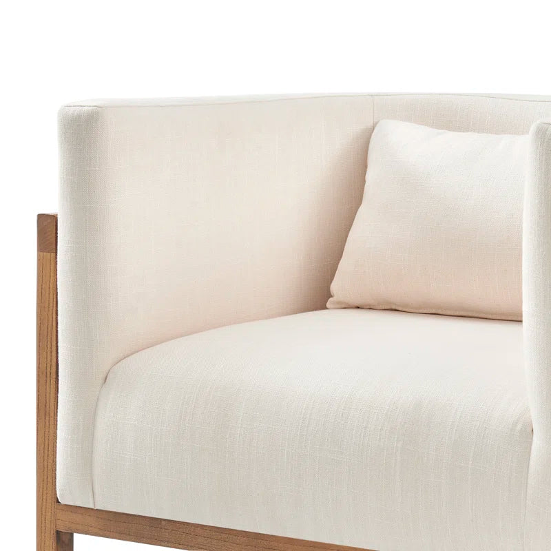 Oak Upholstered Barrel Chair