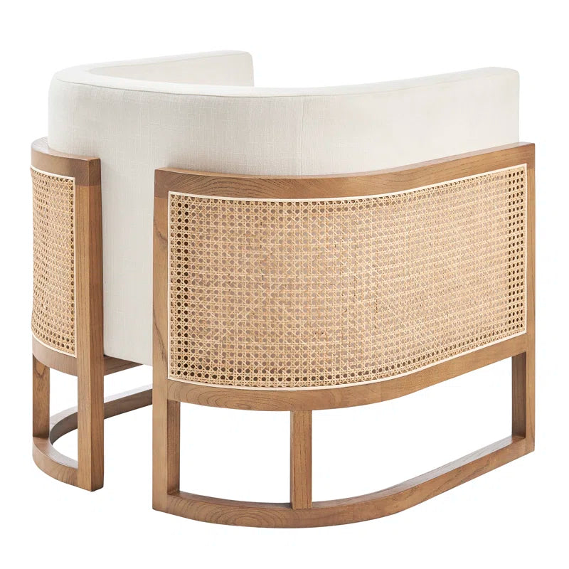 Oak Upholstered Barrel Chair