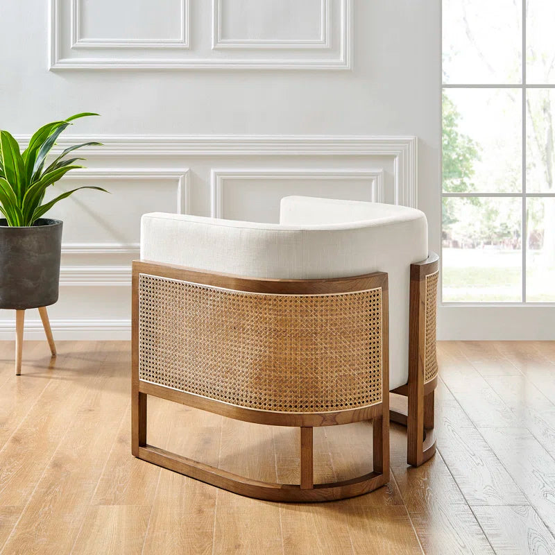 Oak Upholstered Barrel Chair