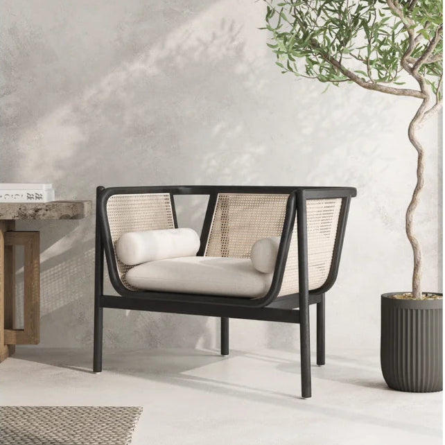 Shelby Rattan Upholstered Armchair