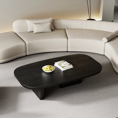 Modern Minimalist Teak Leg Solid Wood Rectangular Coffee Table