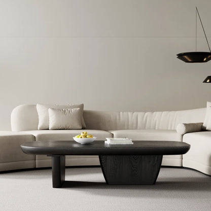 Modern Minimalist Teak Leg Solid Wood Rectangular Coffee Table