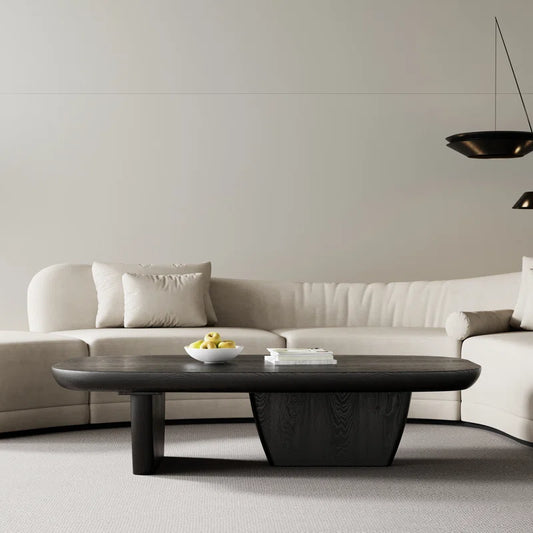Modern Minimalist Teak Leg Solid Wood Rectangular Coffee Table