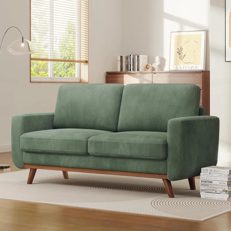Comfy Corduroy Sofa Couch with Solid Wood Leg