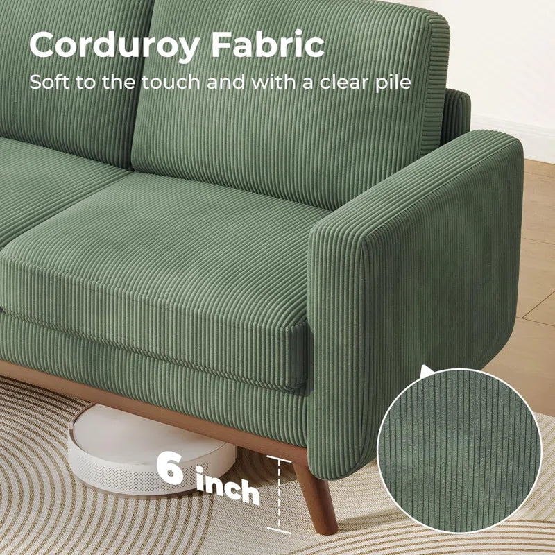 Comfy Corduroy Sofa Couch with Solid Wood Leg