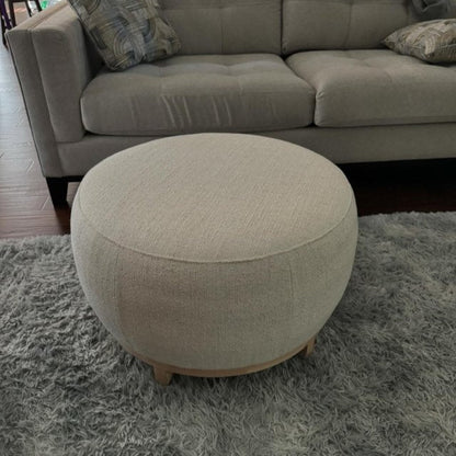 Round Boucle Upholstered Ottoman