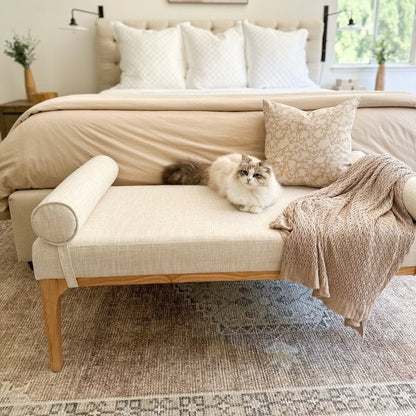 Randolph Upholstered Bench with Bolster Pillows