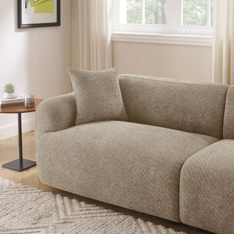 Square Arm Upholstered Sofa with Throw Pillows