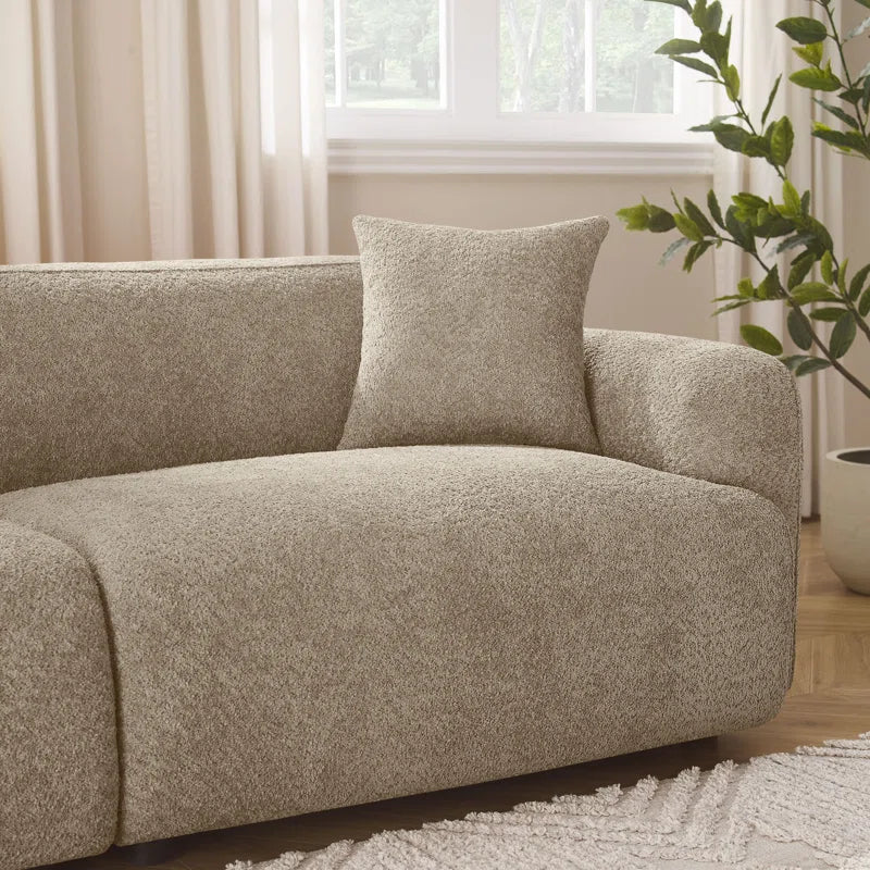 Square Arm Upholstered Sofa with Throw Pillows