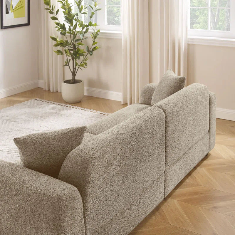Square Arm Upholstered Sofa with Throw Pillows