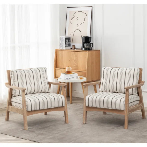 Wicker Rattan Upholstered Armchair