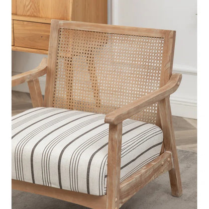 Wicker Rattan Upholstered Armchair