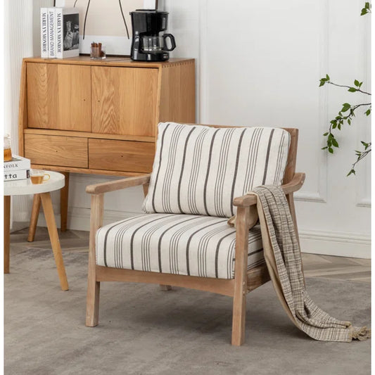 Wicker Rattan Upholstered Armchair