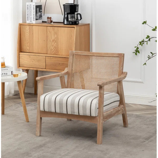 Wicker Rattan Upholstered Armchair
