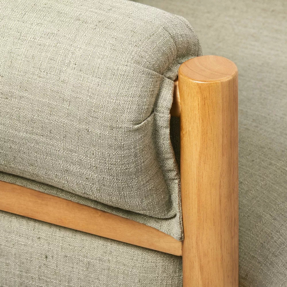 Addy Wood Dowel Accent Chair with Cushion Arms