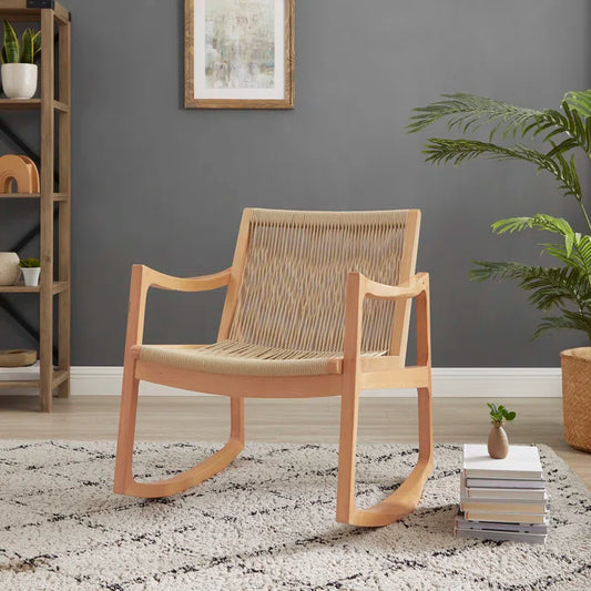 Natural Solid Teak Wood Rocking Chair