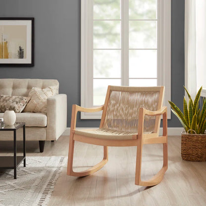 Natural Solid Teak Wood Rocking Chair