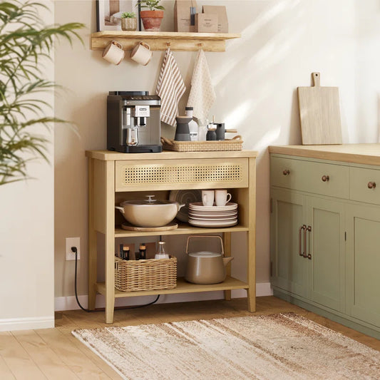 Coastal Boho Console Table with Cane Detailing