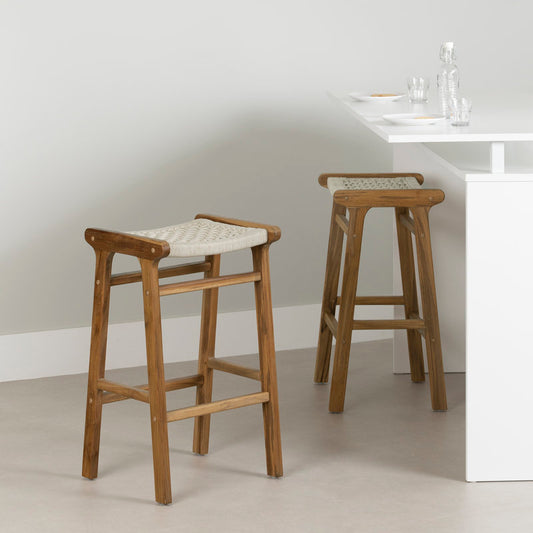 Nomad Teak Rope Bar Stools (Set of 2)