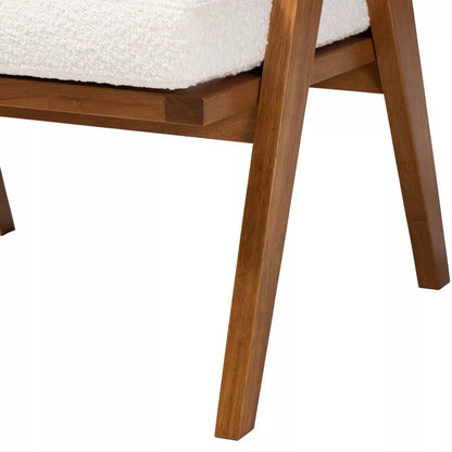 Chandigarh Rattan Accent Chair with Boucle Upholstery