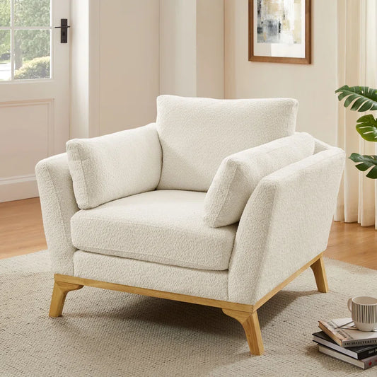 Boucle Texture Upholstered Accent Armchair