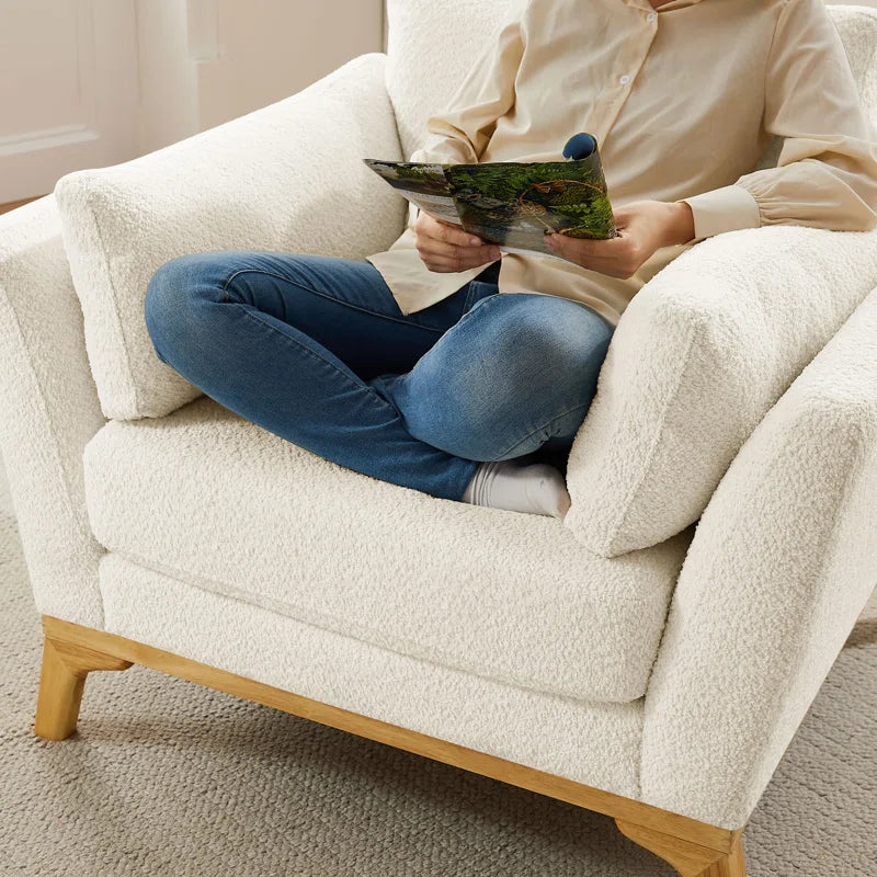 Boucle Texture Upholstered Accent Armchair