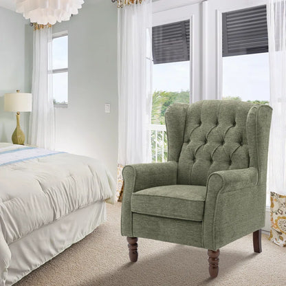 Button-Tufted Accent Chair with Rolled Arm
