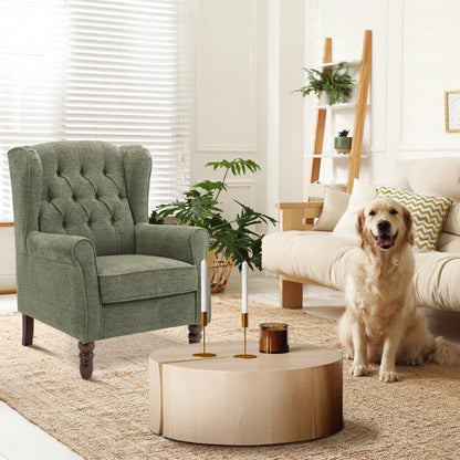 Button-Tufted Accent Chair with Rolled Arm