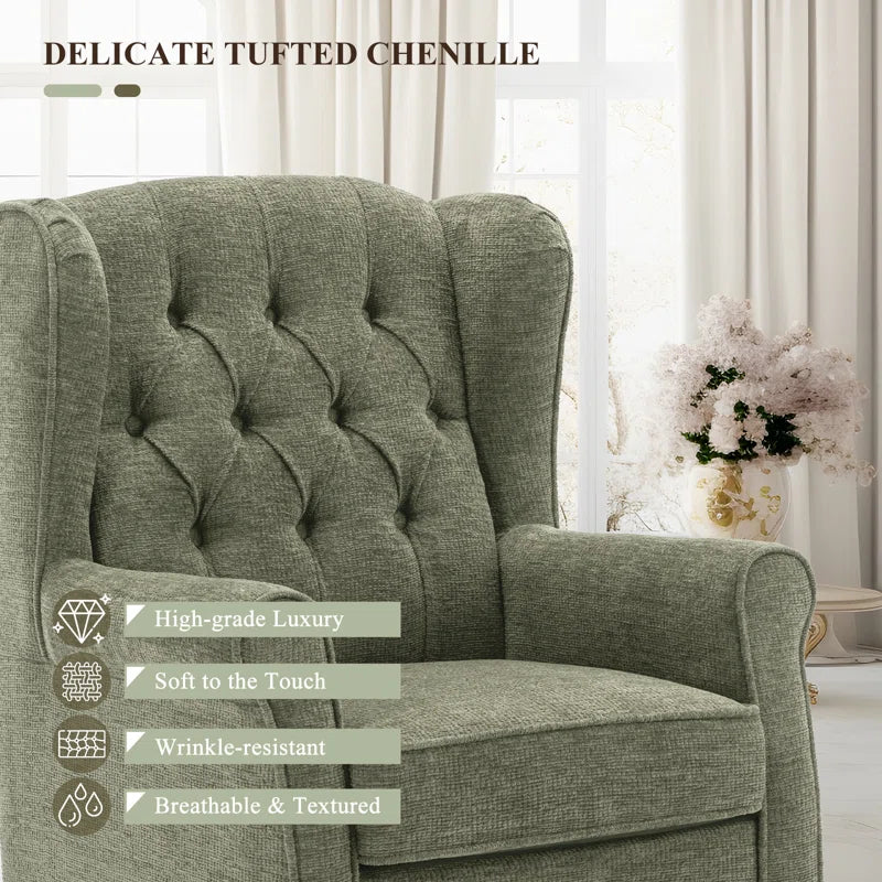 Button-Tufted Accent Chair with Rolled Arm