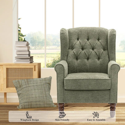 Button-Tufted Accent Chair with Rolled Arm