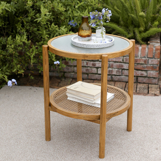 Aurora Glass & Rattan Coffee Table